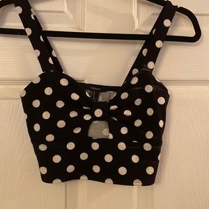 Black polka dot crop